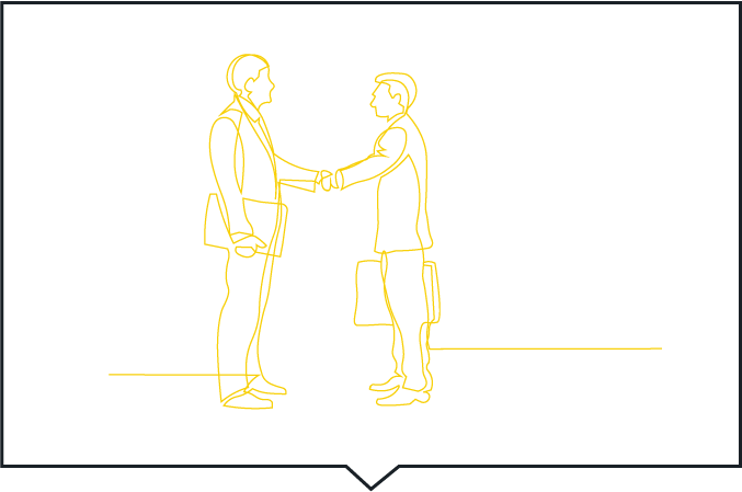 Line Drawing Hand Shake Yellow With Black Boarder