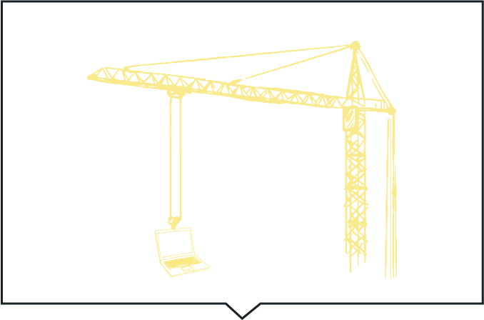 Line Drawing Crane Yellow With Black Boarder