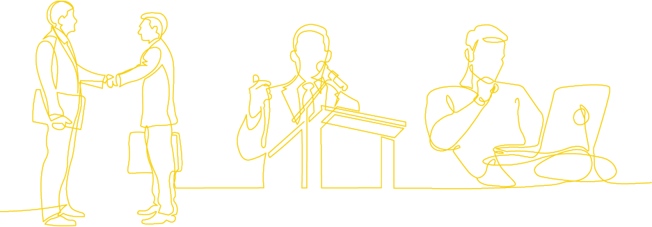 Line Drawing Business People Yellow
